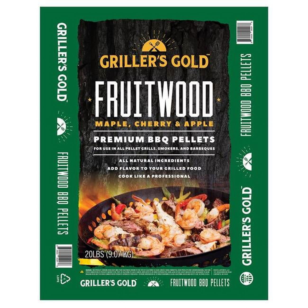 Grillers Gold 8017690 All Natural Fruitwood BBQ Wood Pellet - 20 lbs
