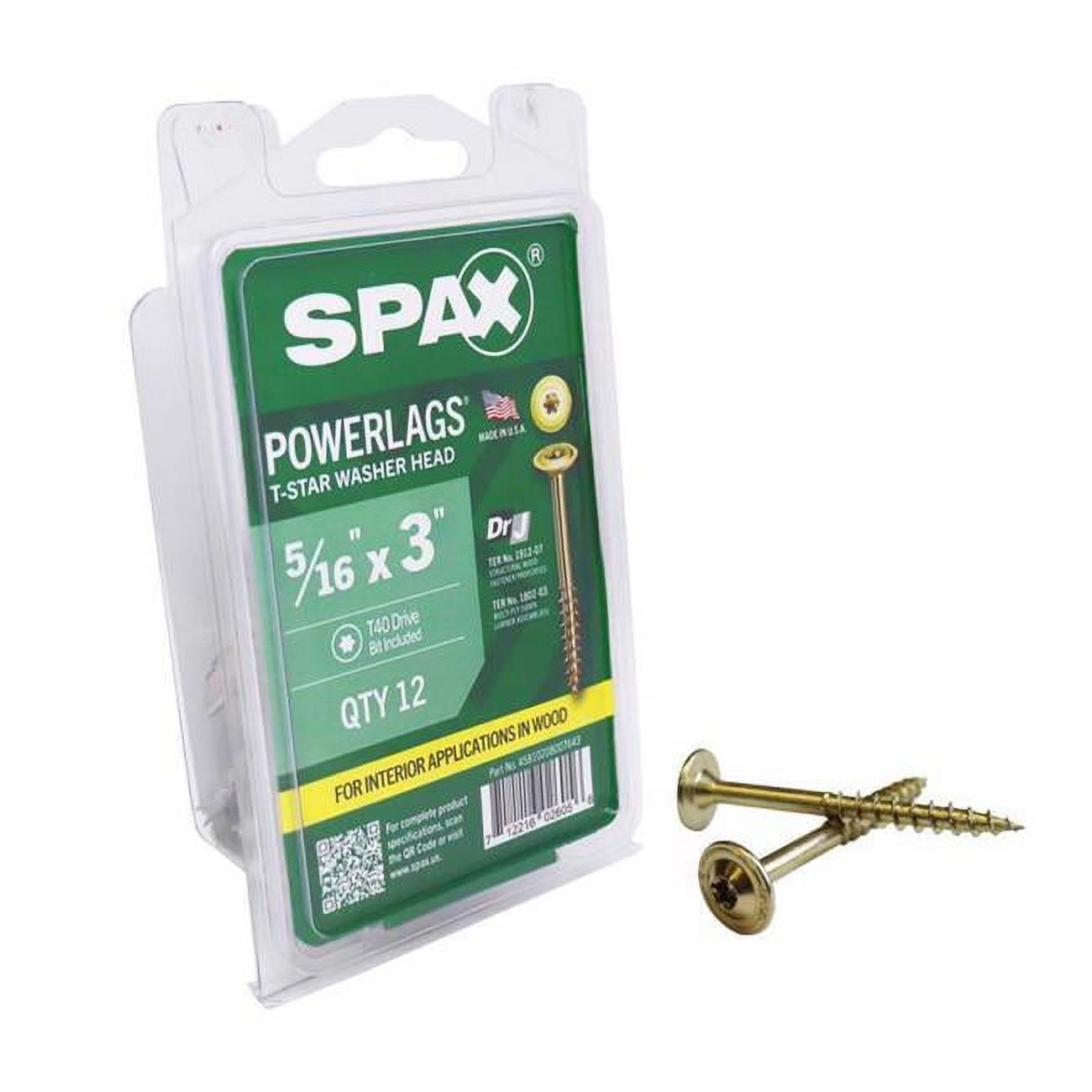 SPAX 5041691 Power Lags 0.312 x 3 in. Washer Carbon Steel Lag Screw&#44; Yellow Zinc - Pack of 12