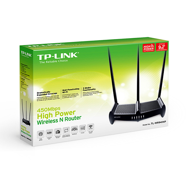 TP-LINK USA CORPORATION TP-Link WR941HP-Black 450Mbps High Power Wireless N Router - TL-WR941HP&#44; Black