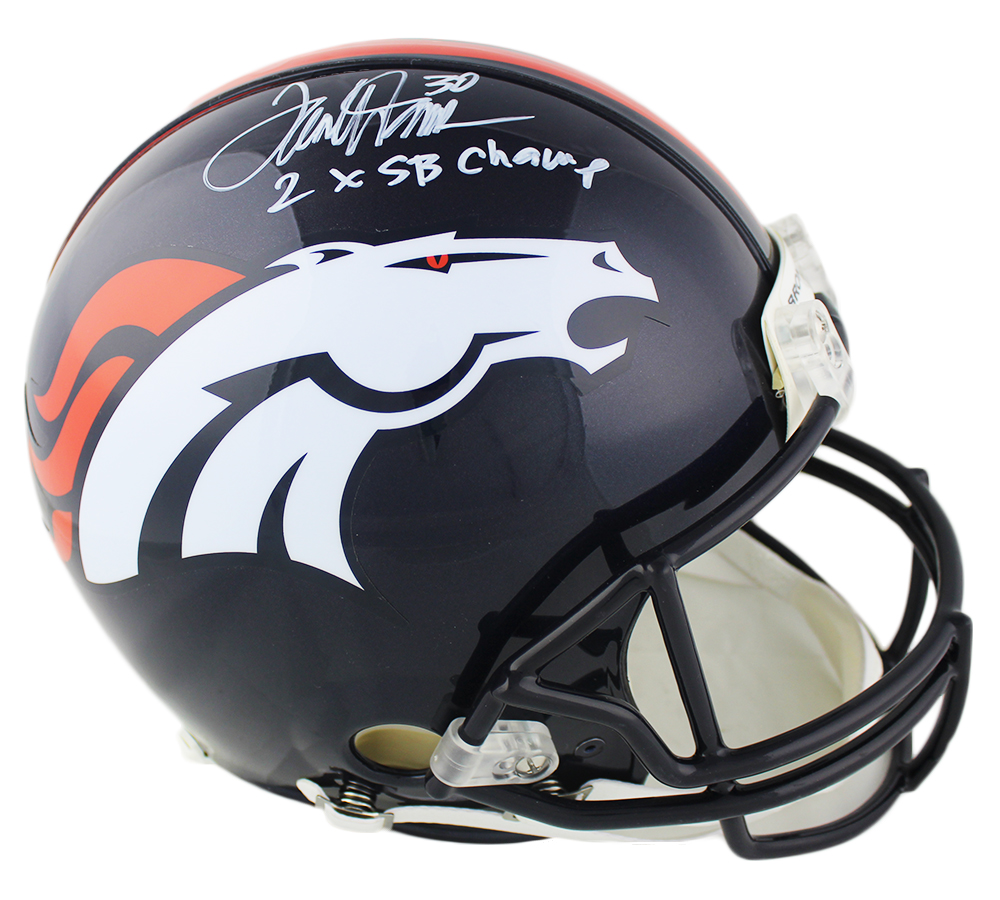 Radtke Sports 3269 Terrell Davis Signed Denver Broncos Current Authentic NFL Helmet with 2X SB Champ Inscription