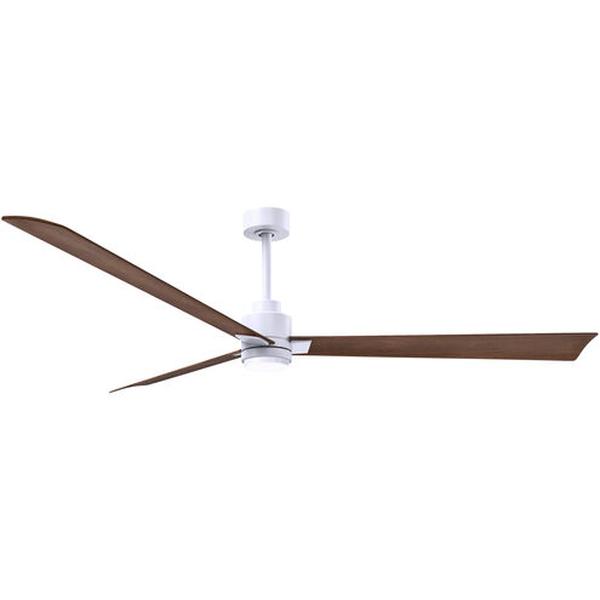 Atlas AKLK-BRBR-MWH-72 72 in. Alessandra 3-Blade Transitional Ceiling Fan with Matte White Blades&#44; Brushed Brass