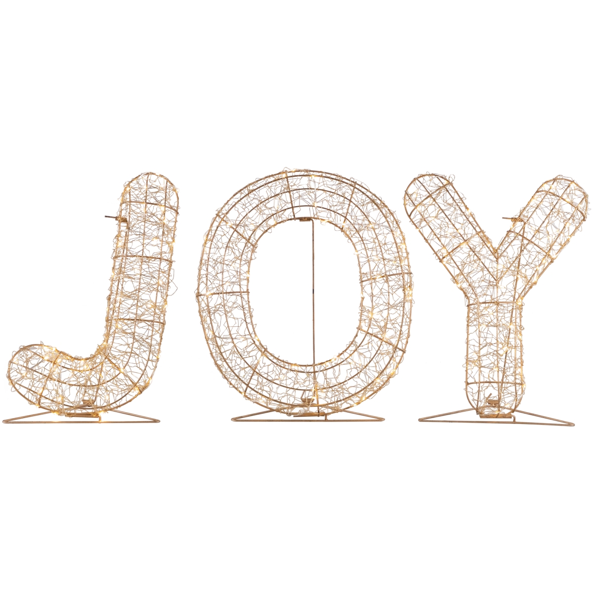 Northlight 35681665 16 in. LED Twinkle Lighted Gold Metal Wire Joy Sign Outdoor Christmas Decoration
