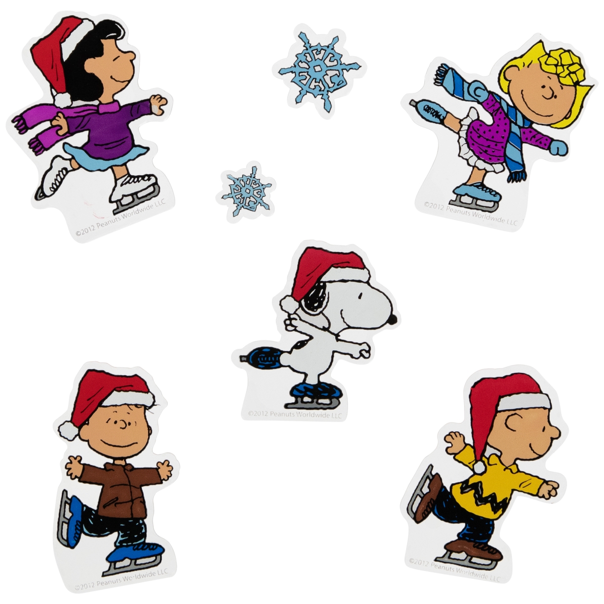 Northlight 35167025 Peanuts Characters Ice Skating Christmas Jelz Window Clings - 7 Piece