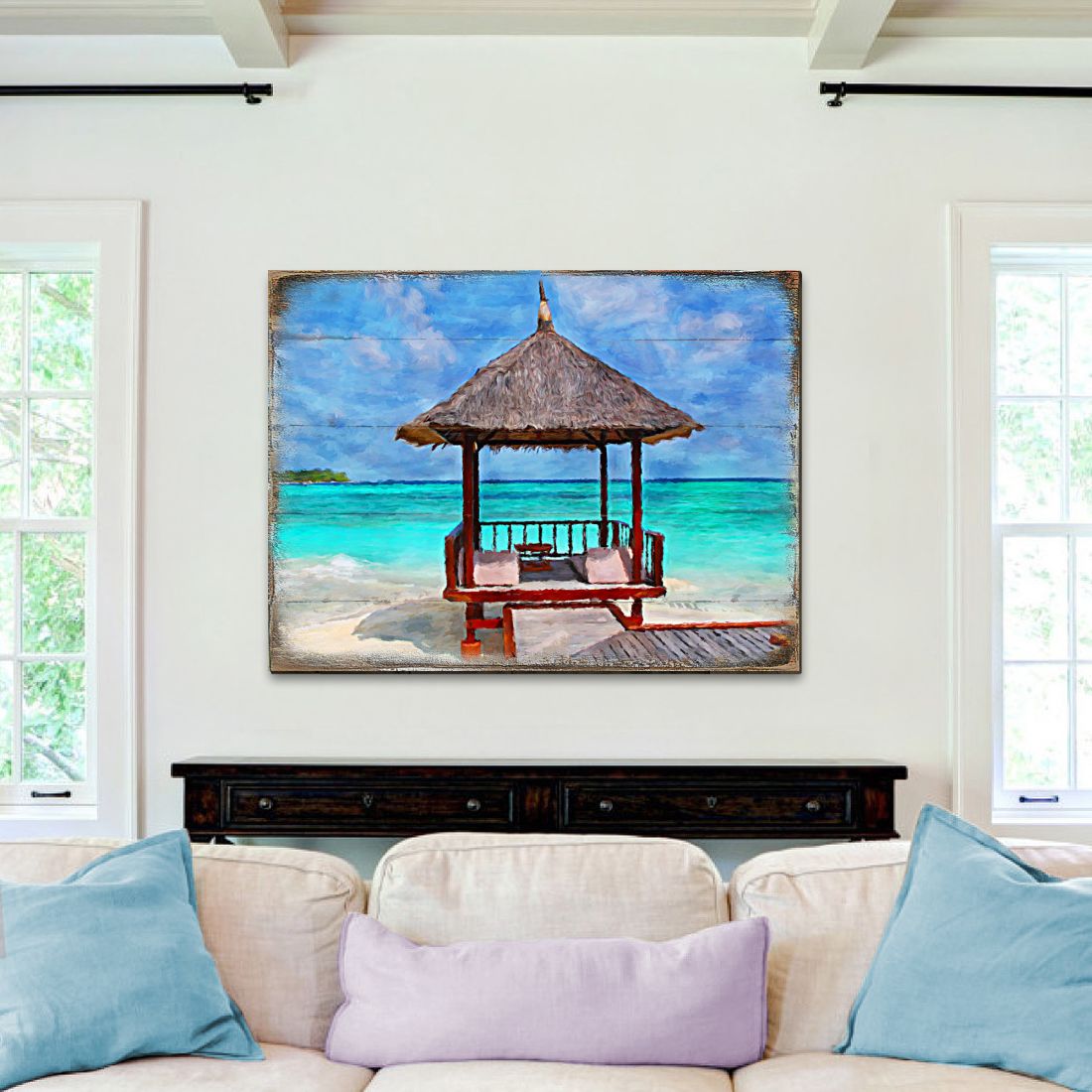 Picture of Nature Wonders 95270B-24 24 x 18 in. Beach Cabana Wood Wooden Coastal ...