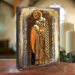 G.Debrekht 85033-12 12 x 9 in. Saint Nicholas Wooden Gold Plated Religious Orthodox Sacred Icon Wall Decor - Medium