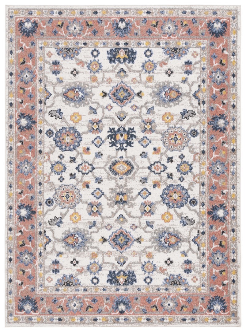 Safavieh ASA408A-5 5 ft. 3 in. x 7 ft. 6 in. Astoria 408A Traditional Power Loomed Rectangle Area Rug&#44; Ivory & Rust