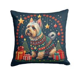 Caroline's Treasures DAC1159PW1818 18 x 18 in. Unisex Silky Terrier Christmas Fabric Decorative Pillow