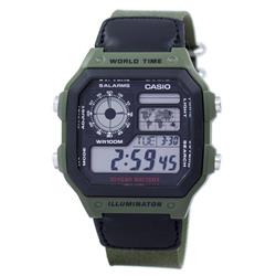 Casio AE-1200WHB-3BV World Time Alarm Digital Mens Watch&#44; Blue - Adult