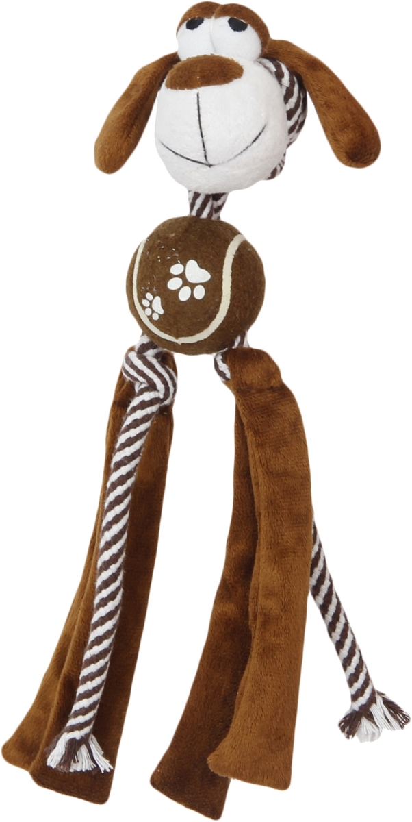 Natural Life Pet Products Pet Life DT52BR Tennis Pawl Rope Squeaker & Crinkle Tennis Dog Toy&#44; Brown - One Size