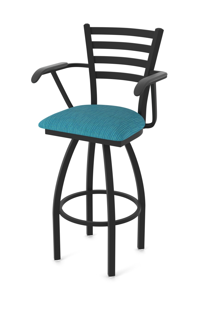 Holland Bar Stool 41536BW022 36 in. 415 Jackie Arms Swivel Bar Stool with Black Wrinkle & Graph Tidal Seat