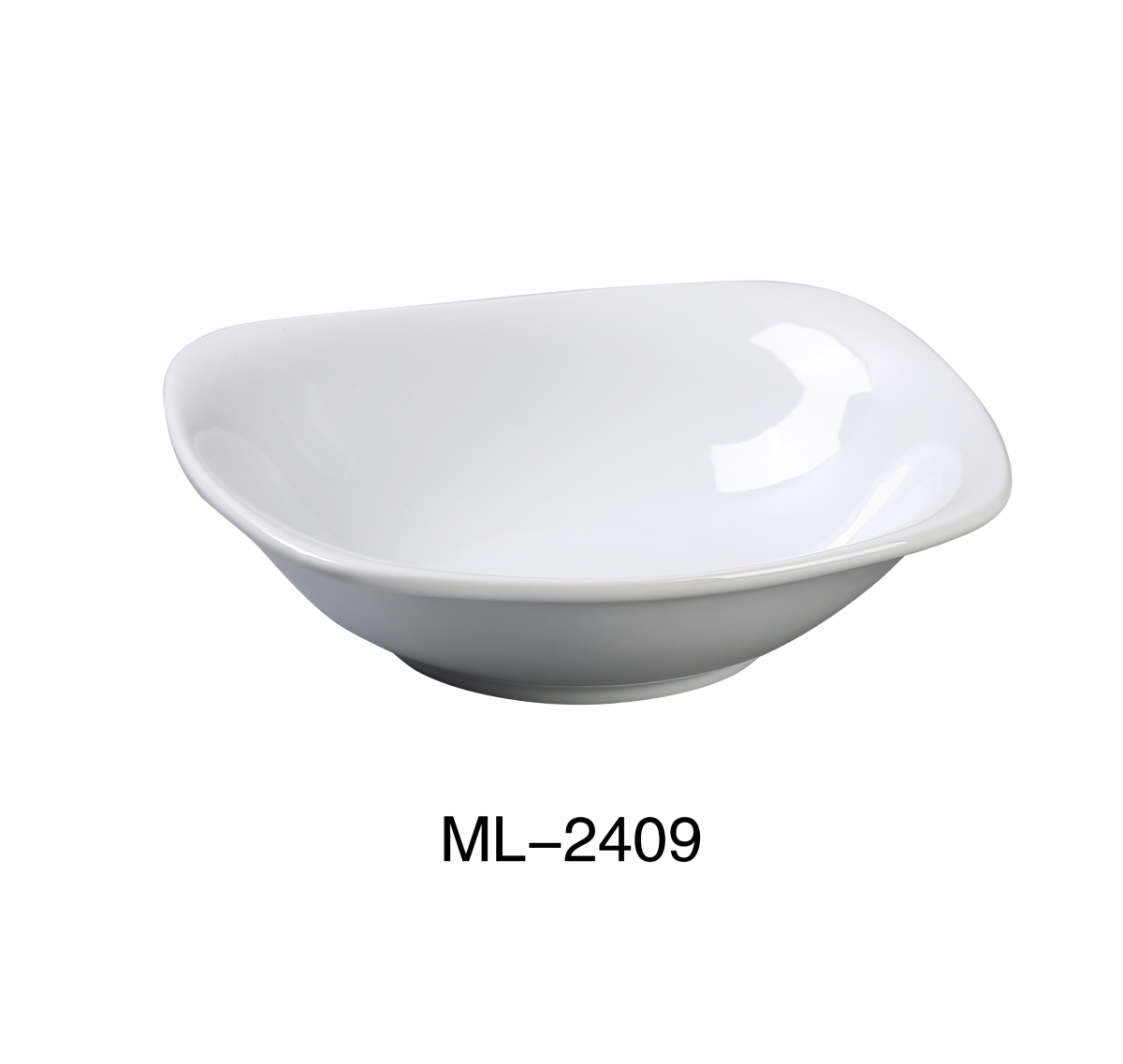 Yanco ML-2409 9 x 2.5 in. Mainland Porcelain Square Bowl with Rounded Corner&#44; Super White - 36 oz - Pack of 12
