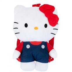 Hello Kitty 865296 16 in. Polyester Hello Kitty Classic Overalls Plush Backpack&#44; White & Red