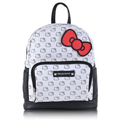 Hello Kitty 861346 10 in. Polyester Hello Kitty Face Print Mini Backpack with Bow&#44; Black & White