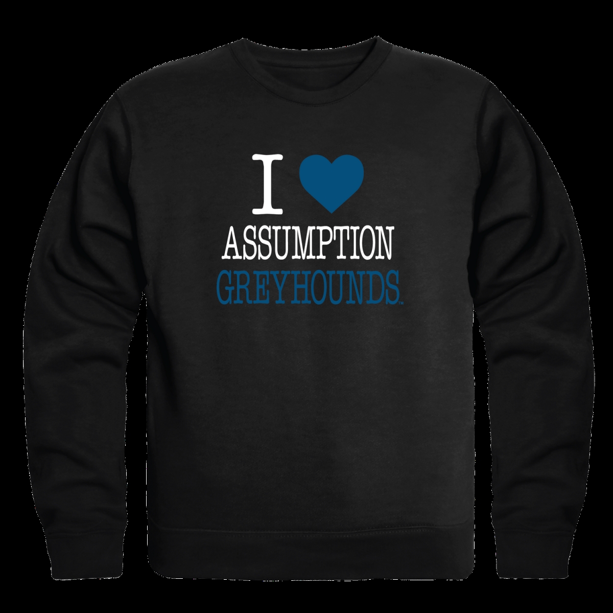 W Republic 552-734-BLK-01 Assumption University Greyhounds I Love Crewneck Sweatshirt&#44; Black - Small