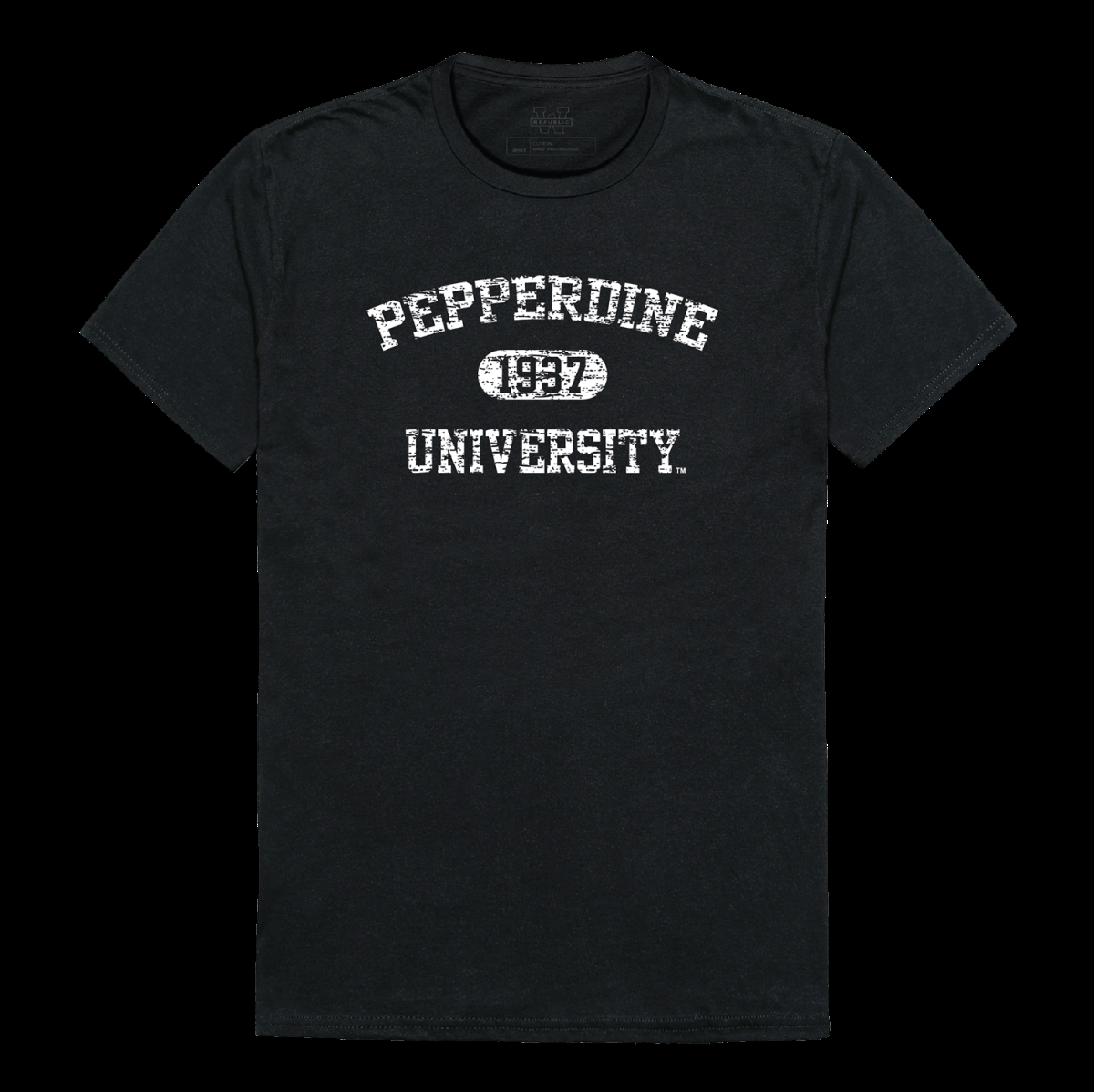 W Republic 574-196-BLK-02 Pepperdine University Waves Distressed Arch College T-Shirt&#44; Black - Medium
