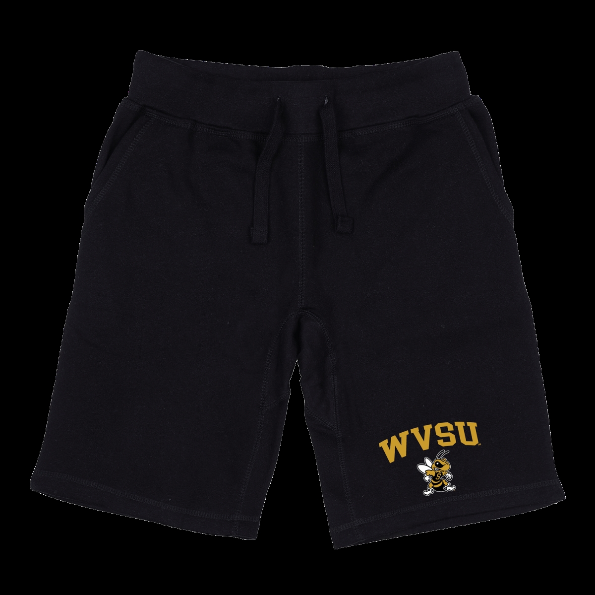 W Republic 570-404-BLK-02 West Virginia State University Yellow Jackets Seal Shorts&#44; Black - Medium