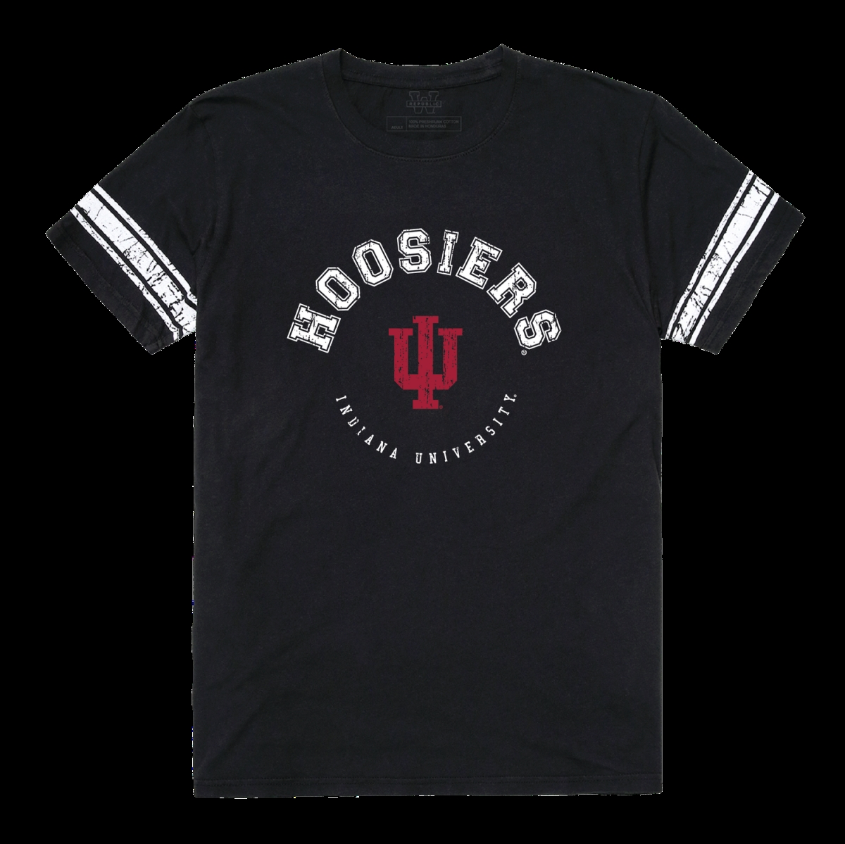 W Republic 504-737-BLK-04 Indiana University Hoosiers Mens Football T-Shirt&#44; Black - Extra Large