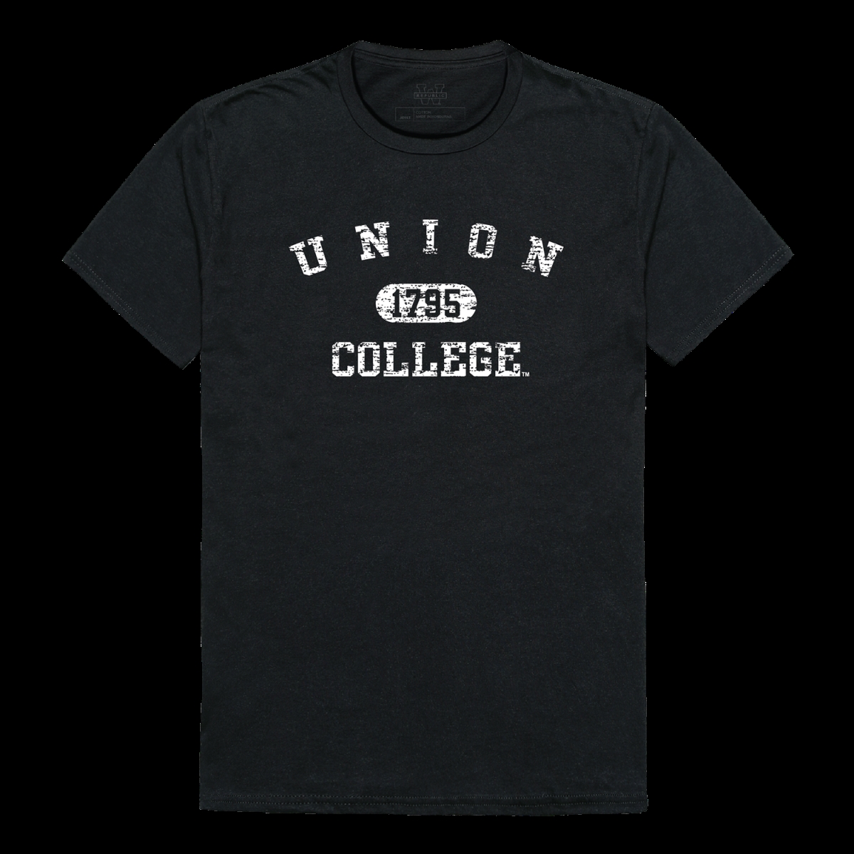 W Republic 574-461-BLK-03 Union College Bulldogs Distressed Arch T-Shirt&#44; Black - Large