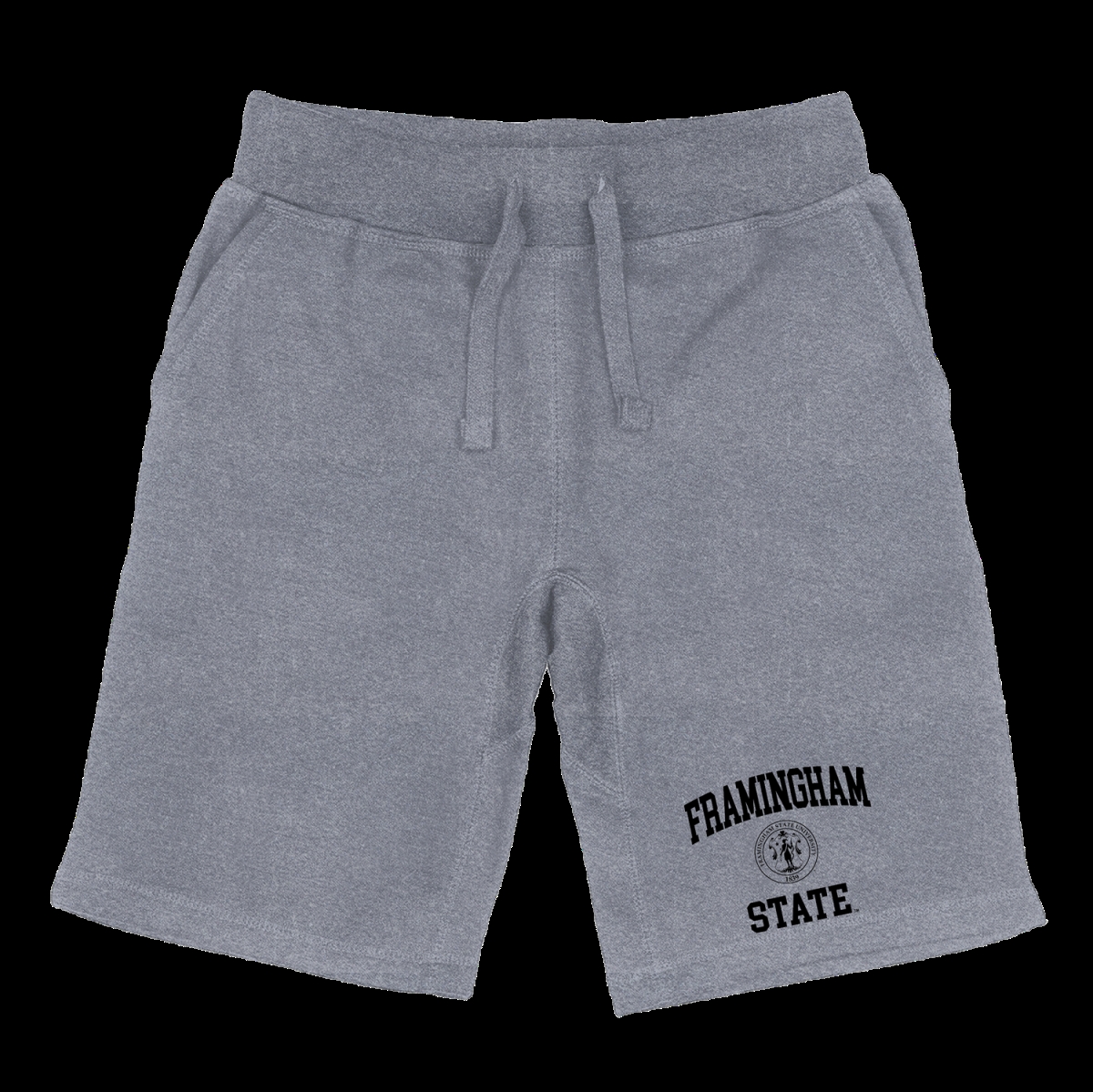 W Republic 570-643-HGY-01 Framingham State University Rams Seal Shorts&#44; Heather Grey - Small