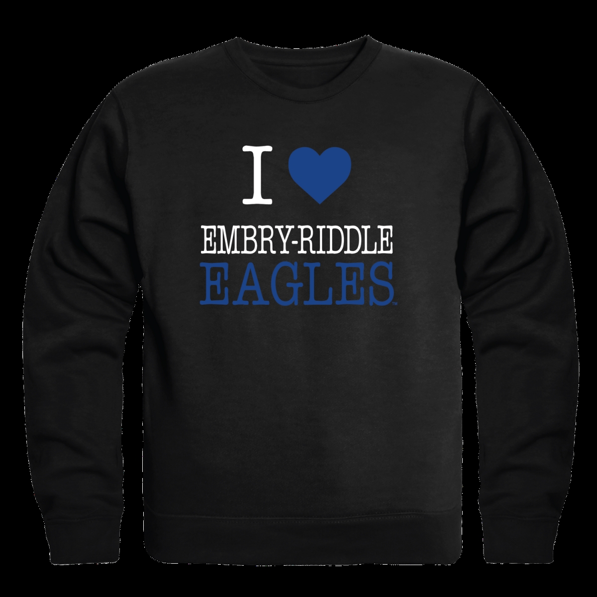 W Republic 552-298-BK2-04 Embry-Riddle Aeronautical University Eagles I Love Crewneck Sweatshirt&#44; Black - Extra Large