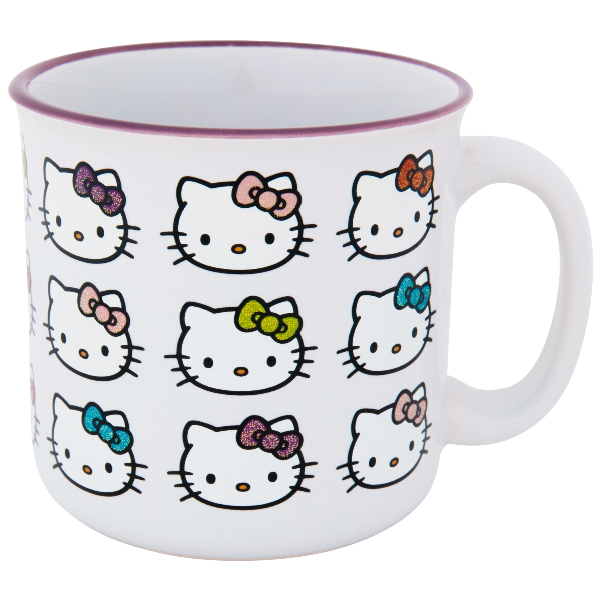 Hello Kitty 862157 20 oz Hello Kitty Rainbow Bows Ceramic Camper Mug&#44; White