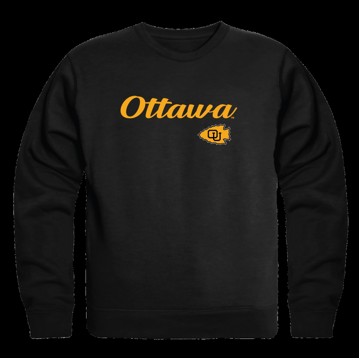 W Republic 556-253-BLK-03 University of Ottawa Braves Script Crewneck Sweatshirt&#44; Black - Large