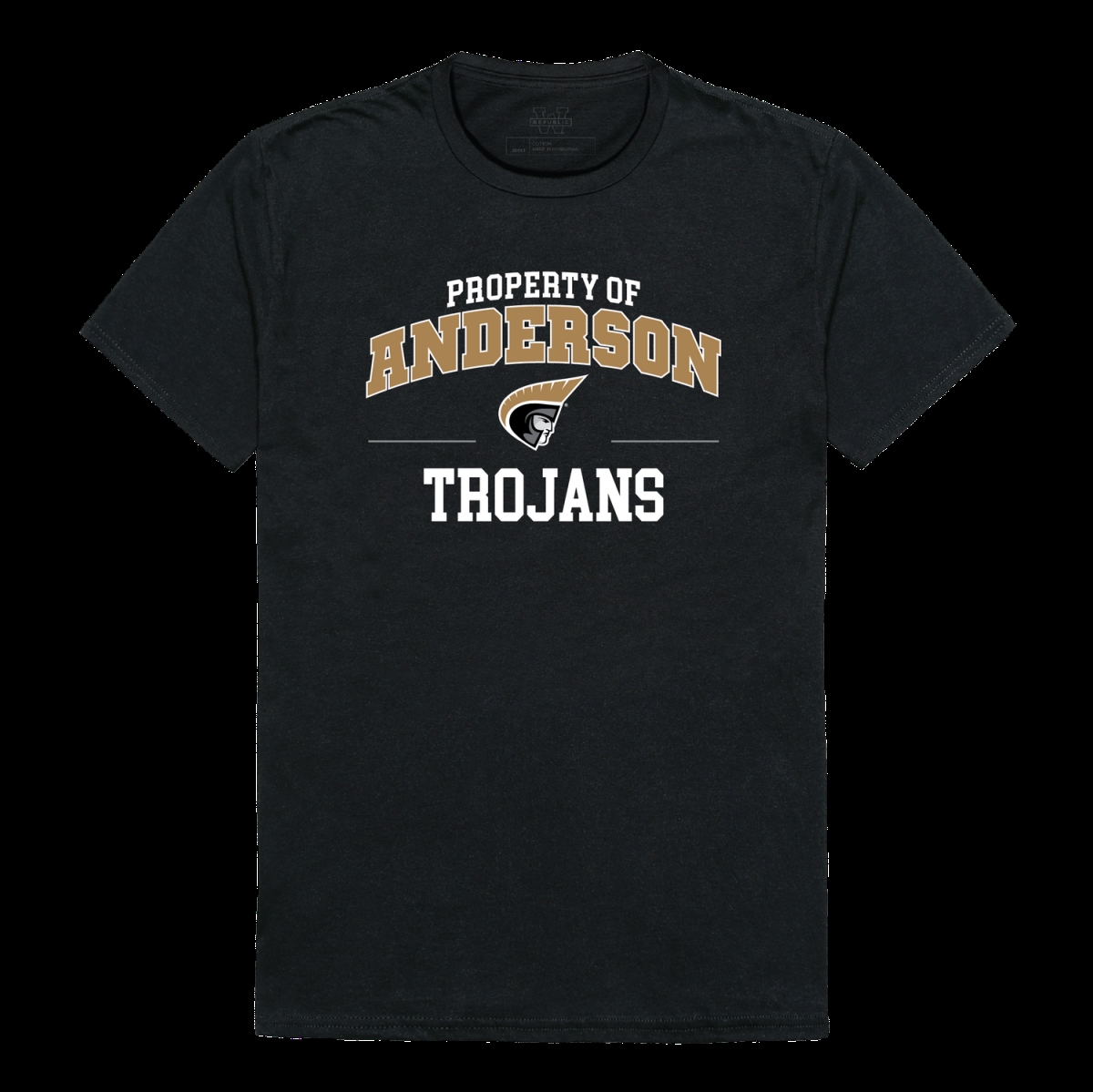 W Republic 517-691-BLK-01 Anderson University Trojans Property College T-Shirt&#44; Black - Small