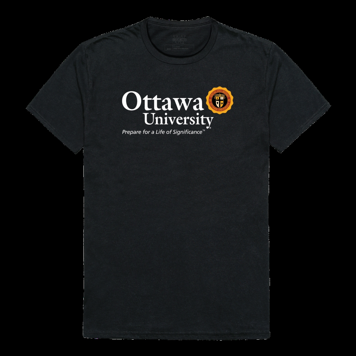W Republic 516-253-BLK-01 University of Ottawa Braves Institutional T-Shirt&#44; Black - Small