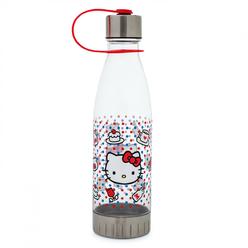 Hello Kitty 870777 20 oz Hello Kitty Polka Dots Water Bottle with Lid Strap&#44; Clear