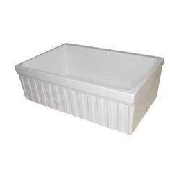 KitchenCrusader Alfi Trade  30 in. Quatro Alcove reversible fireclay sink with fluted front apron and decorative 2.50 in. lip one side and 2 in.