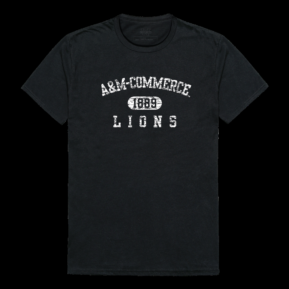 W Republic 574-595-BLK-02 Texas A&M University Commerce Lions Distressed Arch College T-Shirt&#44; Black - Medium