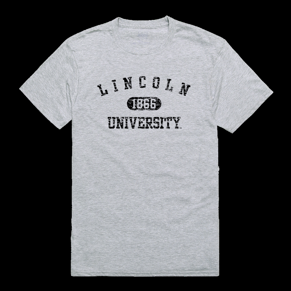 W Republic 574-720-HGY-05 Lincoln University Blue Tigers Distressed Arch College T-Shirt&#44; Heather Grey - 2XL