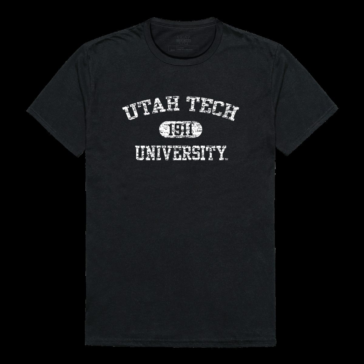 W Republic 574-291-BLK-02 Utah Tech University Trailblazers Distressed Arch College T-Shirt&#44; Black - Medium