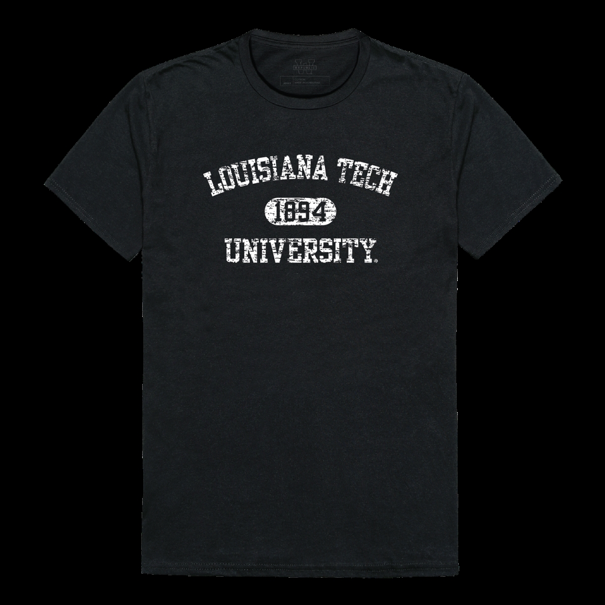 W Republic 574-419-BLK-02 Louisiana Tech University Bulldogs Distressed  Arch College T-Shirt, Black - Medium