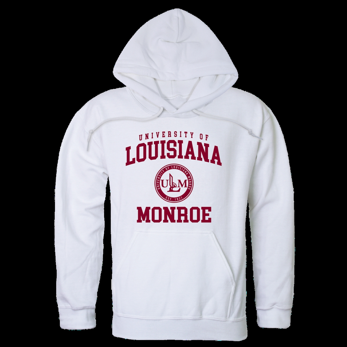 W Republic 569-331-WHT-03 University of Louisiana Monroe Warhawks Seal Hoodie&#44; White - Large