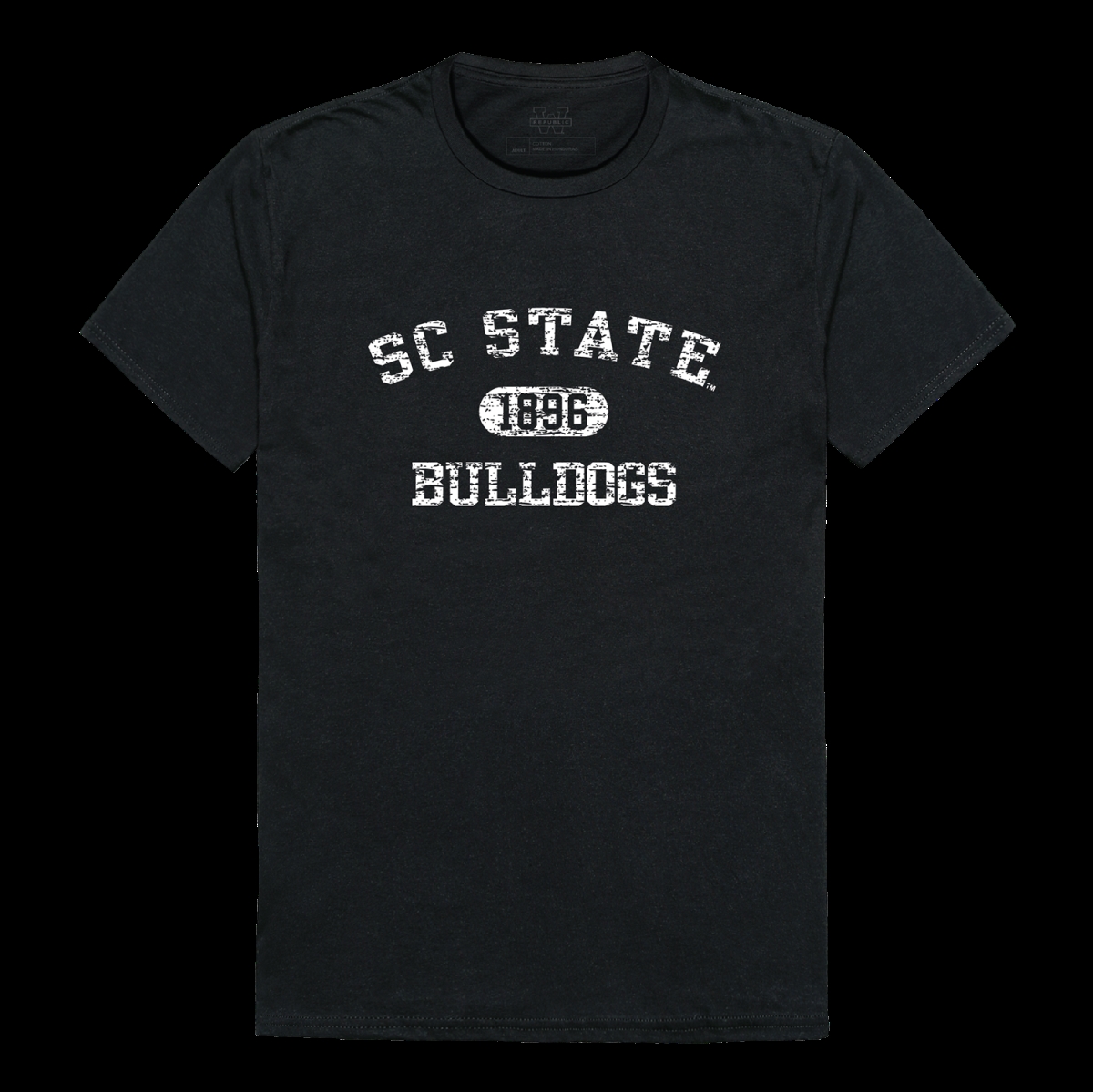 W Republic 574-384-BLK-04 South Carolina State University Bulldogs Distressed Arch College T-Shirt&#44; Black - Extra Large