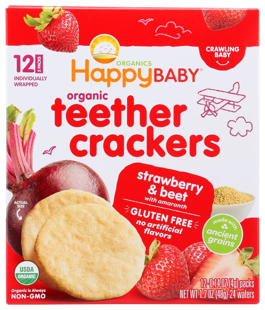 Happy Baby KHRM00357134 1.7 oz Strawberry & Beet Baby Teether Cracker