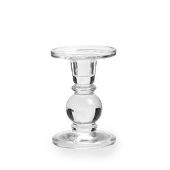 Aparato 5 in. Dual Purpose Footed Design Displays Either Pillar Or Taper Candles Candle Holder&#44; Clear