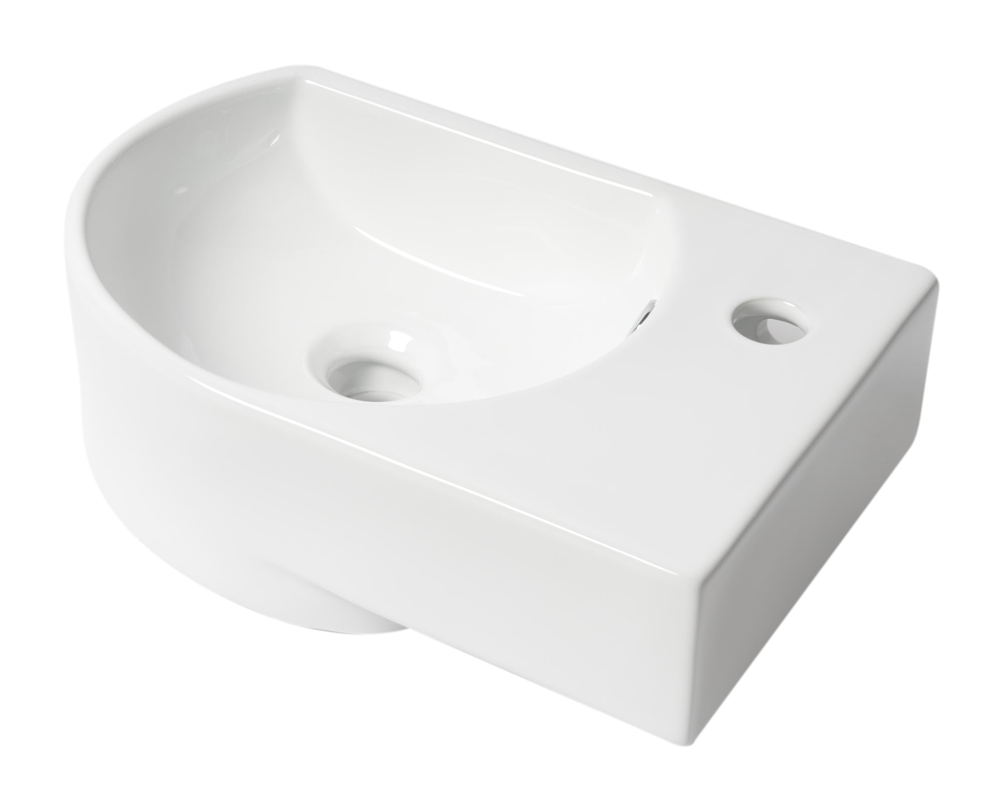 Made-to-Order 16 in. Small Wall Mounted Ceramic Sink with Faucet Hole&#44; White