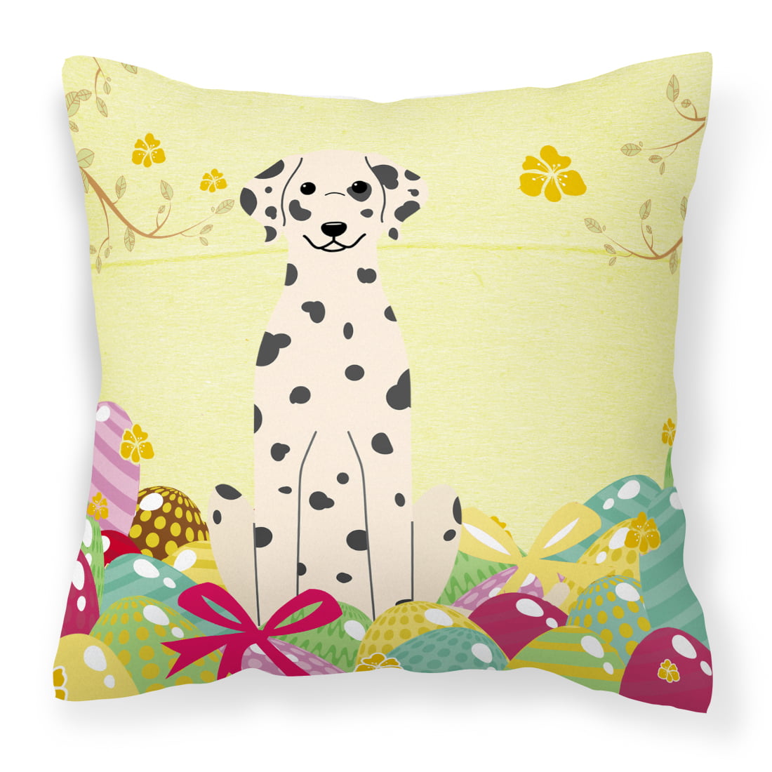 JensenDistributionServices Easter Eggs Dalmatian Fabric Decorative Pillow