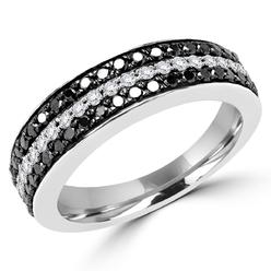Great Gems 0.5 CTW Round Black Diamond Semi-Eternity Wedding Band Ring in 14K White Gold - Size 8