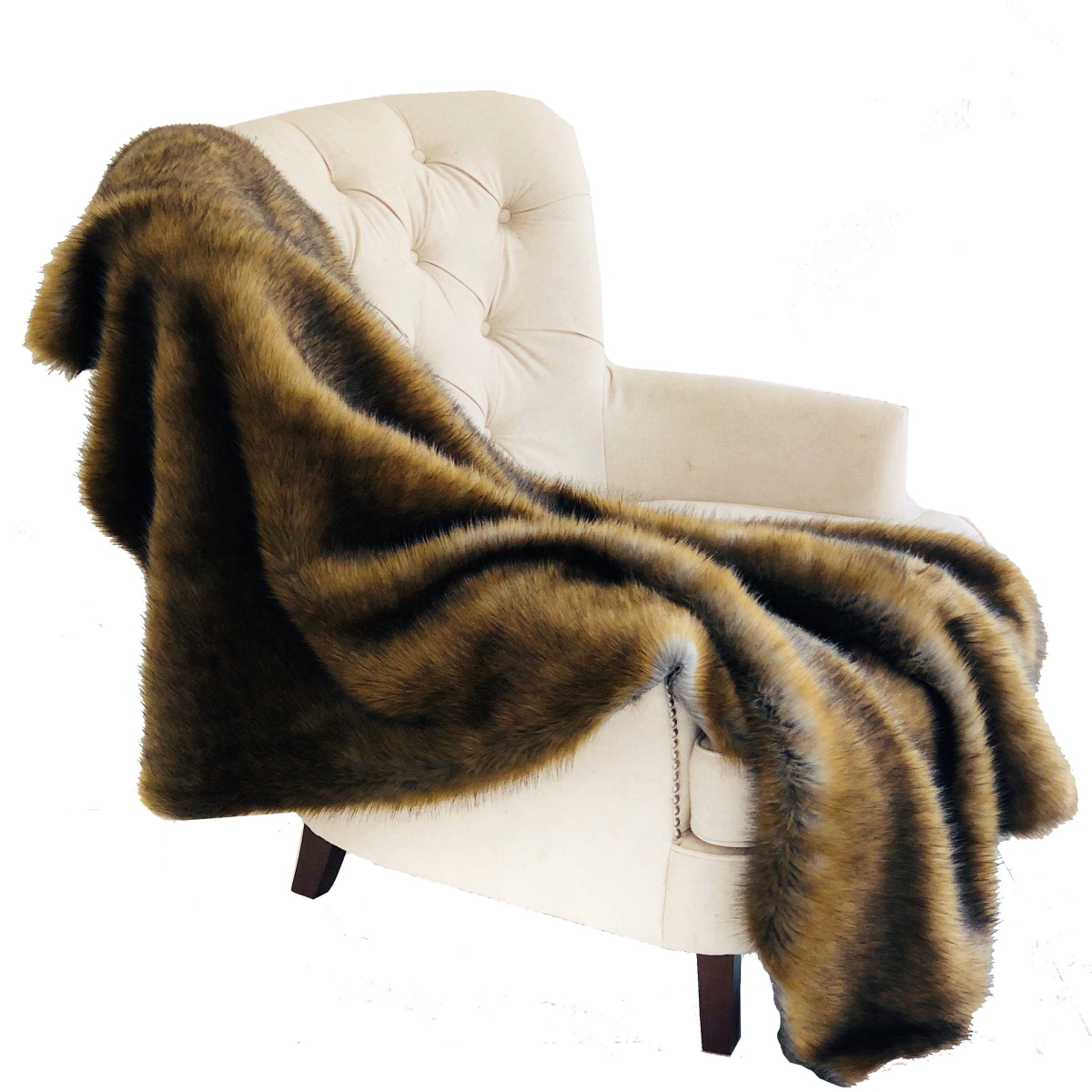 HearthStone Furniture 102 x 116 in. Brown & Grey Wild Grizzly Bear Faux Fur Luxury Throw