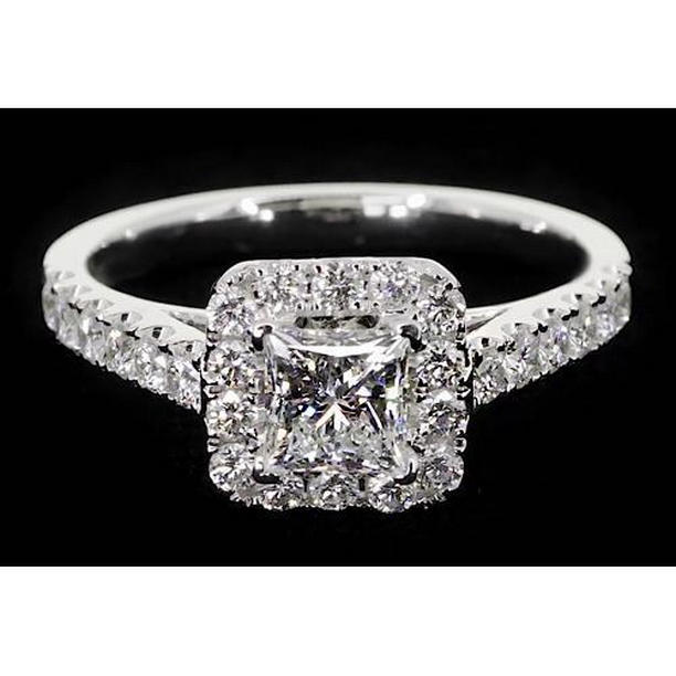Glitter 2 CT Princess Cut Diamond Halo Setting Engagement Ring&#44; Size 6.5