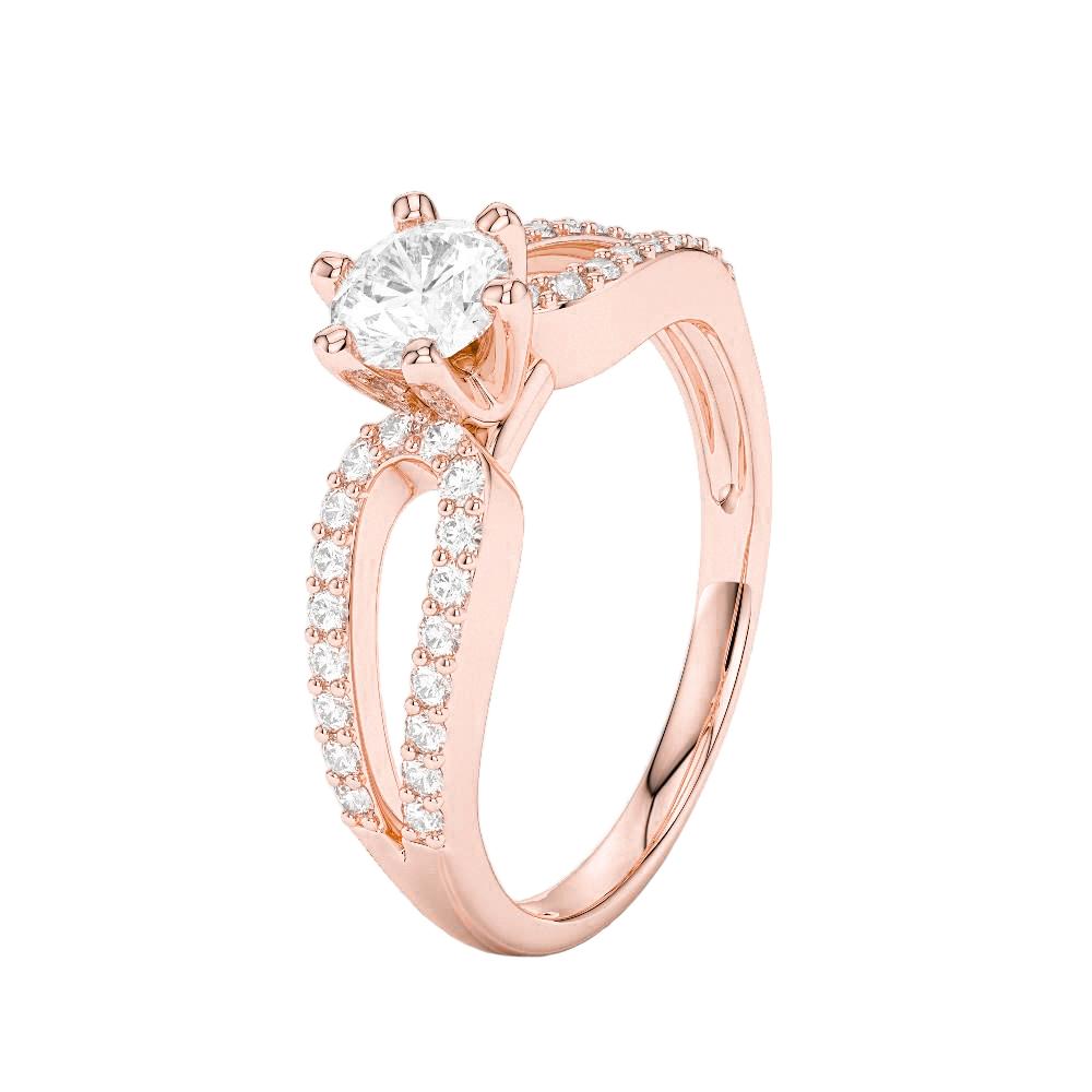Glitter Rose Gold 1.75 CT Diamond Accented Engagement Ring&#44; Size 6.5