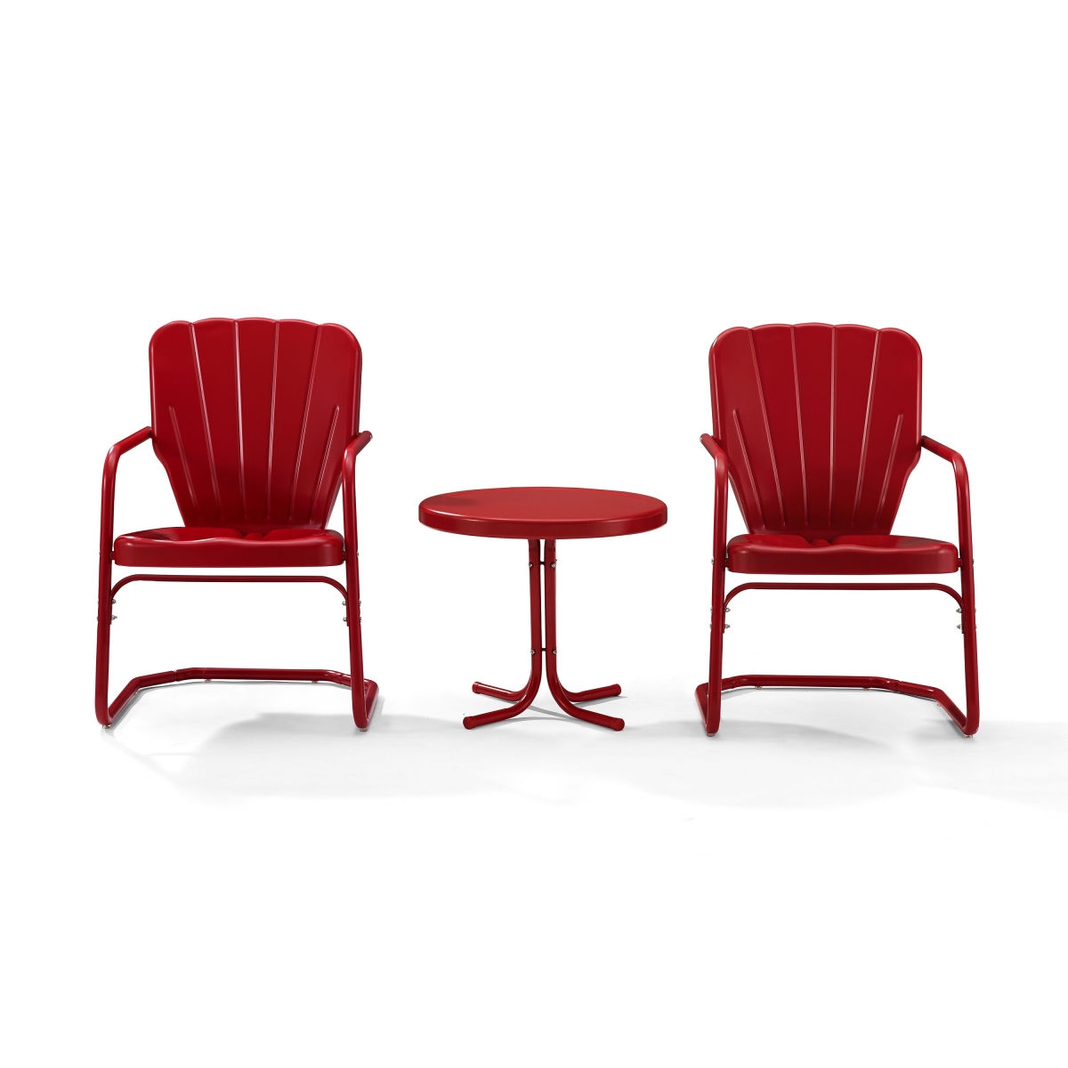 Claustro Ridgeland 3 Piece Metal Conversation Seating Set in Bright Red Gloss