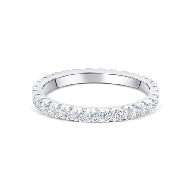 Great Gems CTW Round White Cubic-Zirconia Full-Eternity Ring in 0.925 White Sterling Silver - Size 6