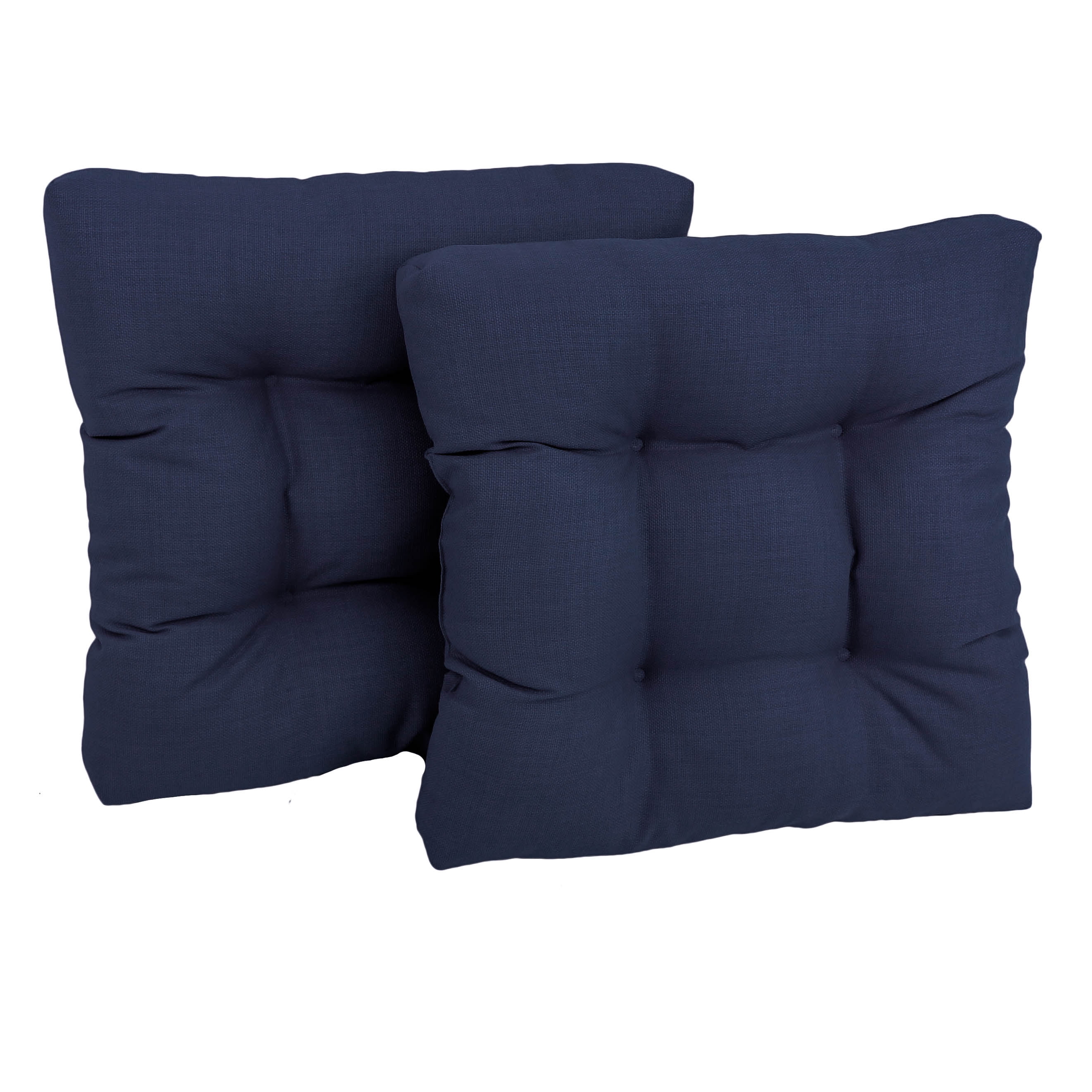 KD Gabinetes 19 in. Squared Solid Spun Polyester Tufted Dining Chair Cushions&#44; Azul - Set of 2