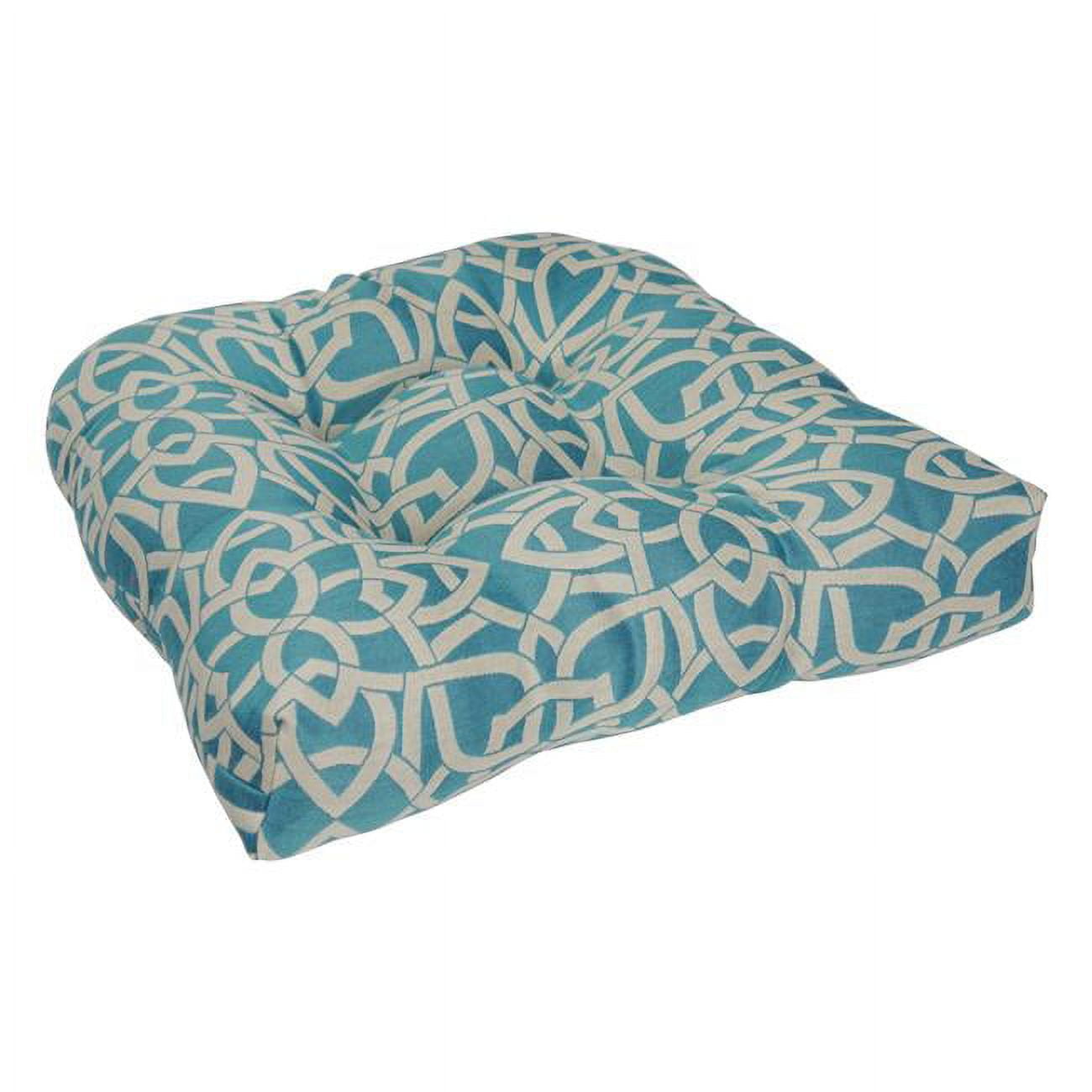 KD Gabinetes 19 in. U-Shaped Premium Outdoor Tufted Dining Chair Cushion&#44; Dolan Tuquoise