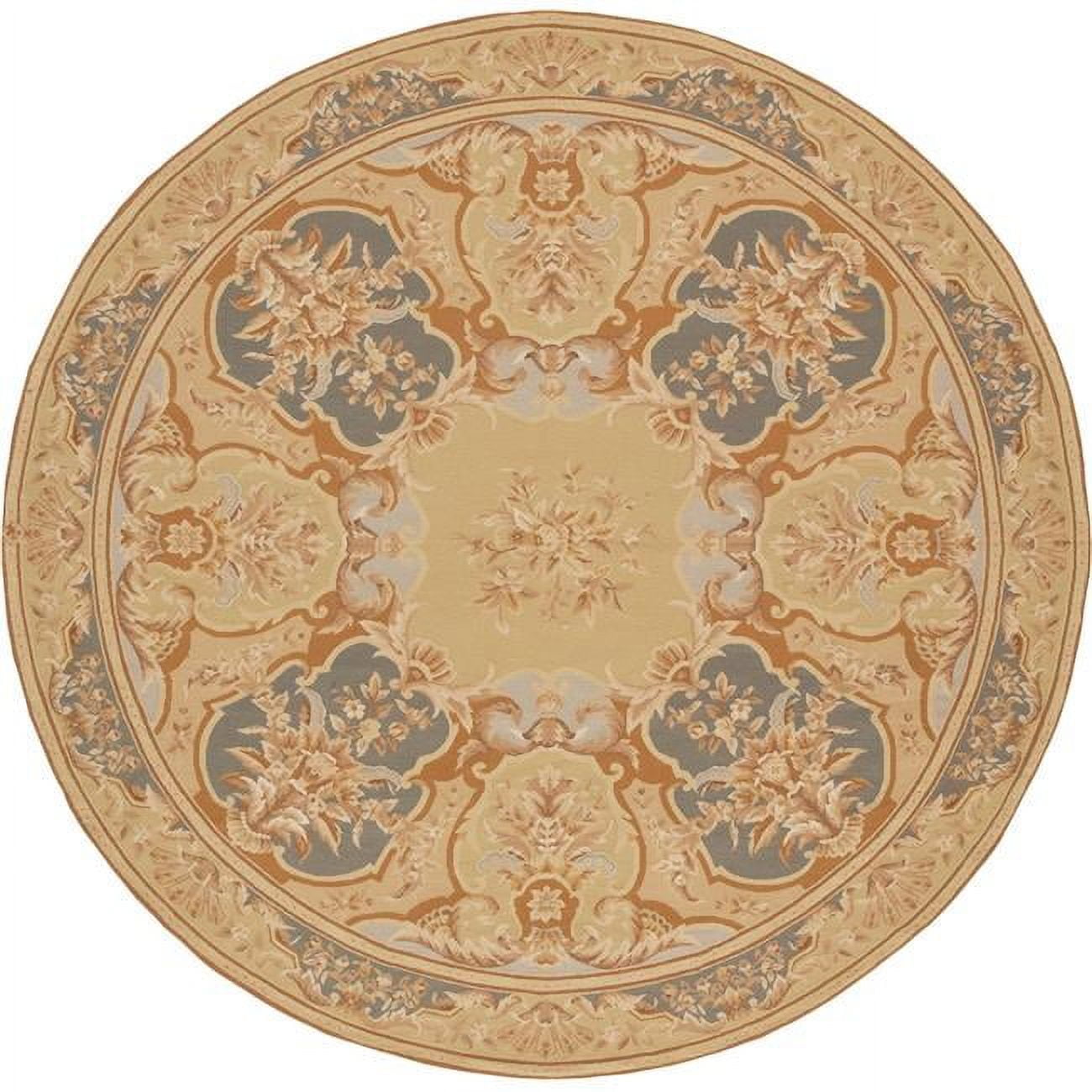 Planon 14 x 14 ft. Etien Flat Woven Round Area Rug - Ivory & Blue