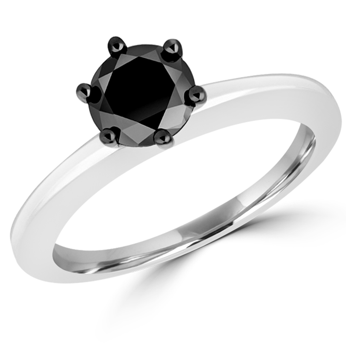 Great Gems 1.5 CT Round BlacK Diamond Solitaire Solitaire Engagement Ring in 10K